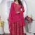 Pink colour printed with hand work rayon fabric partywear festive long kurti with dupatta