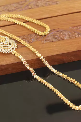 Designer gold plated cz moppu chain