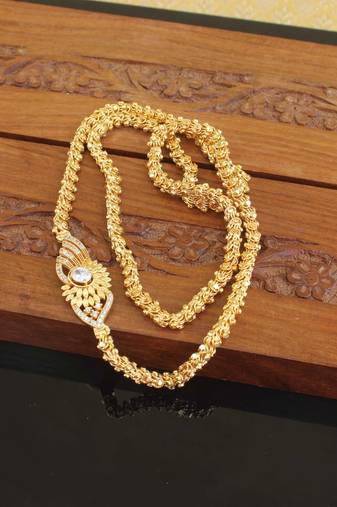 Designer gold plated cz moppu chain