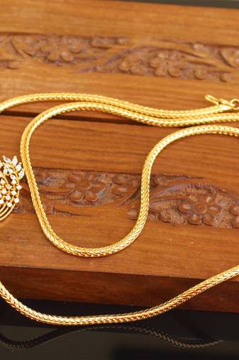 Designer gold plated cz peacock moppu chain