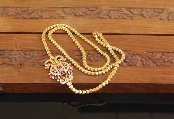 Designer gold plated cz peacock moppu chain 1