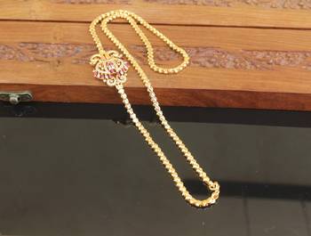Designer gold plated cz peacock moppu chain 2