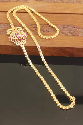 Designer gold plated cz peacock moppu chain