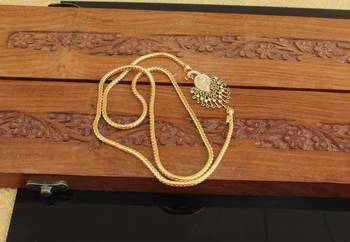 Designer gold plated cz peacock moppu chain 1