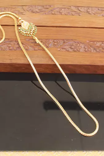 Designer gold plated cz peacock moppu chain