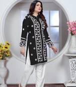 Beautiful designer chikankari embroidery work black colour rayon fabric formal wear festive kurti for girls