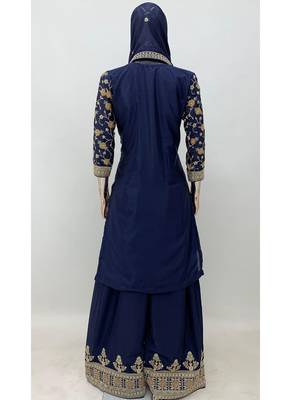Blue chinon embroidery with sequince work salwar kameez stitched 4