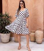 Beautiful white colour designer girlish kurti with smart dots printed trendy cool looks