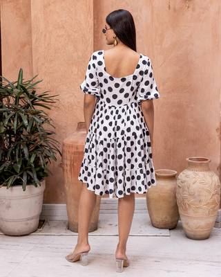 Beautiful white colour girlish kurti with smart dots printed trendy cool looks 3