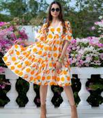 Beautiful off white colour designer girlish kurti with smart fruits printed trendy cool looks