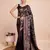 Black Weaving Copper Jari Handloom Silk Ethnic Ceremonial Saree For Rich Looks