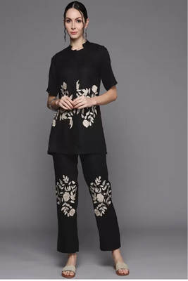 Rayon embroidery work co-ord set 1