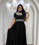 Black Thread work georgette gown with dupatta sets