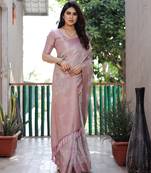 Heavy And Graceful Pink Soft Silk Woven Designer Saree