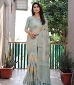 Heavy And Graceful Sea Green Soft Silk Woven Designer Saree