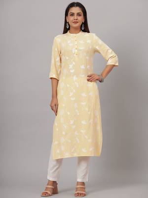 Embroidered Cotton Straight Kurta with Trousers 1