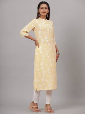 Embroidered Cotton Straight Kurta with Trousers 3