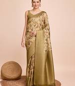  kanjivaram silk saree in graceful green with designer floral print