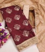 Psvan Red Chanderi Cotton With Beautiful Embroidery Work Salwar And Dupatta For Women 