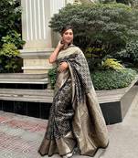 Multy Black silk Blend Sarees With Blouse