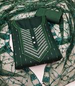 Psvan Green Chanderi Cotton With Beautiful Embroidery Work Salwar And Dupatta For Women 