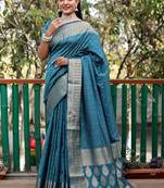 Weaving Bandhej Patola Designer Blue Rajasthani Style Ethnic Festive Wear Saree