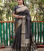 Weaving Bandhej Patola Black Rajasthani Style Ethnic Festive Wear Saree