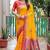 Special festive wear saree in yellow colour dola silk fabric with wevon designer