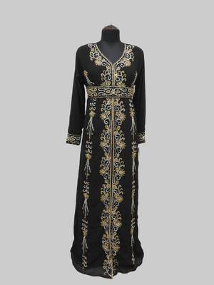 Black Full Sleeves Moroccan Kaftan 1