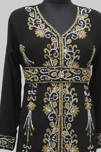 Black Full Sleeves Moroccan Kaftan