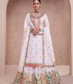 White chinon embroidery with sequince work salwar kameez stitched