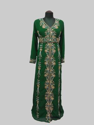 Dark-Green Full Sleeves Moroccan Kaftan 1