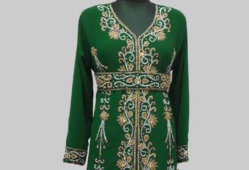 Dark-Green Full Sleeves Moroccan Kaftan 2