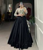 Women's Plain Cotton Crop Top Lehenga 