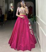 Women's Plain Cotton Crop Top Lehenga 