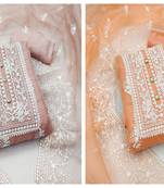 Manvaa Women'S CHARMING Orange And Light Peach Color Unstitched Organja Combo Dress Material 