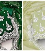 Manvaa Women'S dignified Green And Light Green Color Unstitched Georgette Combo Dress Material 