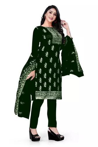 Manvaa Women'S EXCLUSIVE Green And Magenta Color Organza Combo Dress Material