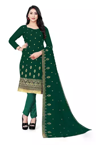 Manvaa Women'S stylish Green And Maroon Color Heavy Zari Embrodiery Georgette Combo Dress Material