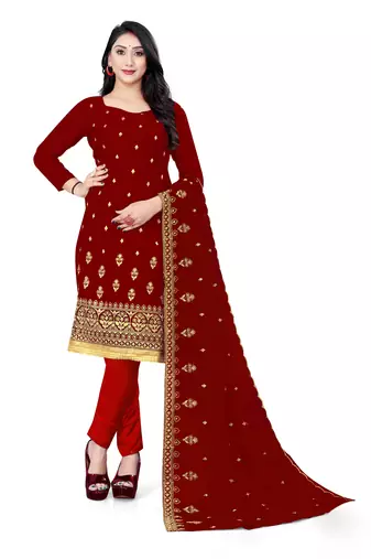 Manvaa Women'S stylish Green And Maroon Color Heavy Zari Embrodiery Georgette Combo Dress Material