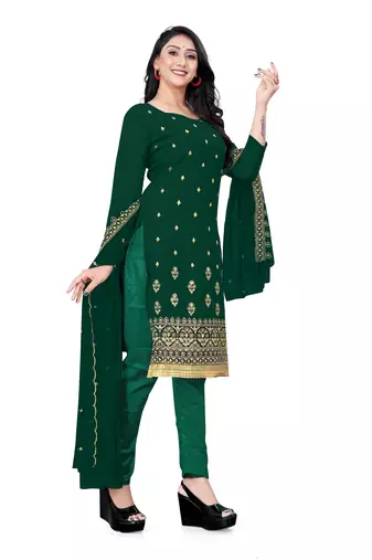 Manvaa Women'S stylish Green And Maroon Color Heavy Zari Embrodiery Georgette Combo Dress Material