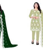Manvaa women's unstitched dress material combo (cb-cp7008lgngrn)