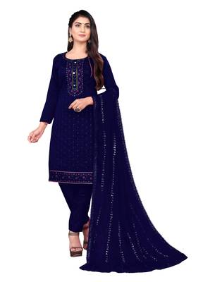 Manvaa Women'S charming Blue And Green Color Embrodiery Combo Dress Material 2