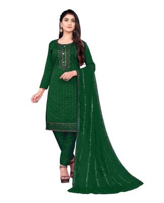 Manvaa Women'S charming Blue And Green Color Embrodiery Combo Dress Material 3