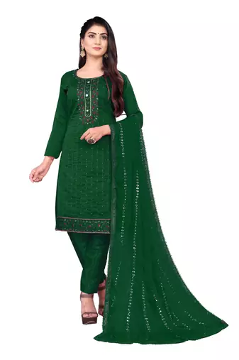 Manvaa Women'S charming Blue And Green Color Embrodiery Combo Dress Material