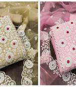 Manvaa Women'S polished Beige And Baby Pink Color Organja Combo Dress Material