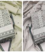 Manvaa Women'S stylish Lightgreen And Grey Color Unstitched Cotton Combo Dress Material 