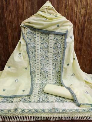 Manvaa Women'S stylish Lightgreen And Grey Color Cotton Combo Dress Material 4