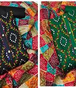 Manvaa Women'S AMAZING Black And Green Color EmbroideredCombo Dress Material