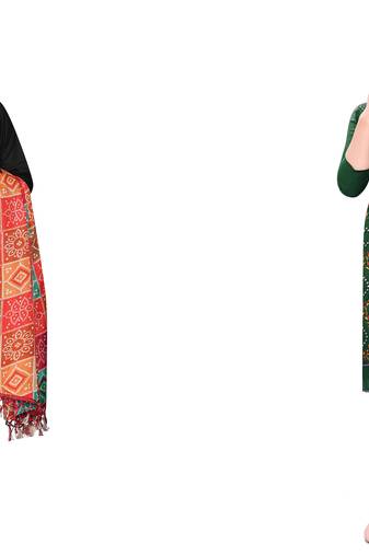 Manvaa Women'S stylish Black And Green Color EmbroideredCombo Dress Material 